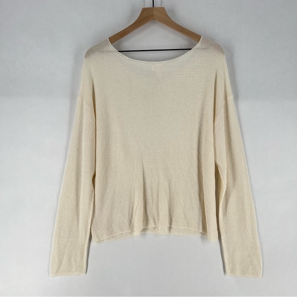 Soma WKND Intimates Eco Yarn Boatneck Long‎ Sleeve Ivory Sweater Open Knit Soft - Picture 10 of 12